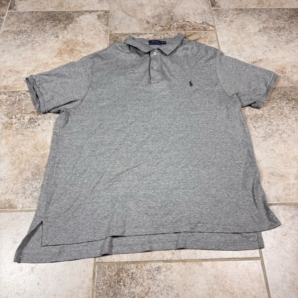 Polo Ralph Lauren Shirt Men's 2XB Big Gray Short‎ Sleeve Polo Preppy
